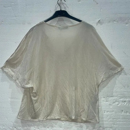 Mango-57093811-05-Xs-Ivory Flutter V-Neck Blouse Size: Xs