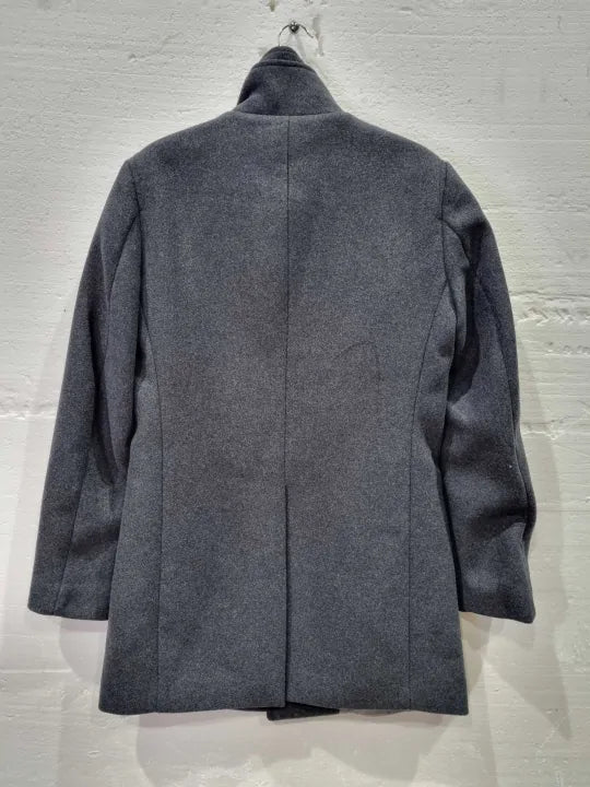 Gianni Feraud Charcoal Classic Wool Blend Coat Size: 38