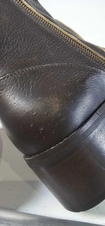 Mango-57026009-30-4-Brown-Brown Leather Biker Ankle Boot-Brown Size: Eu37