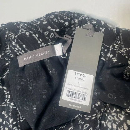 Mint Velvet-28472 Navy-S-Black Metallic Mini Dress Size: Small