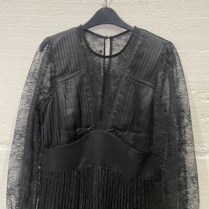 Allsaints-wd115z Black-12-multi-norah Lace Dress Size: Uk 12