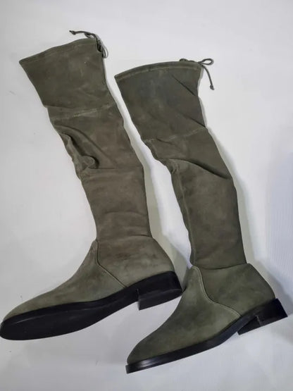 Stuart Weitzman Khaki Suede Jocey City Over The Knee Boots Size: Eur 38.5