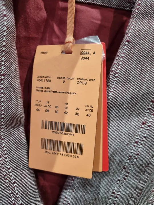 Max & Co Burgundy Double-breasted Striped Jacket Size: Uk 12