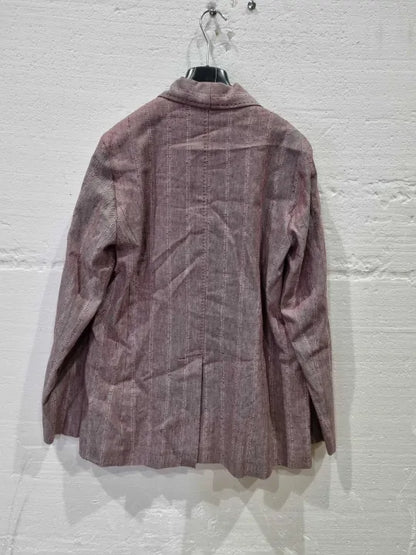 Max & Co Burgundy Double-breasted Striped Jacket Size: Uk 12