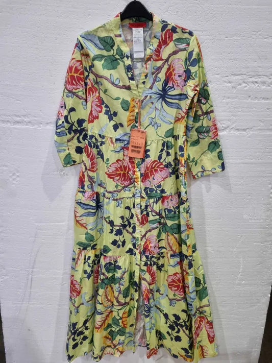 Max & Co Yellow Dress In Floral Print Size: Uk 6