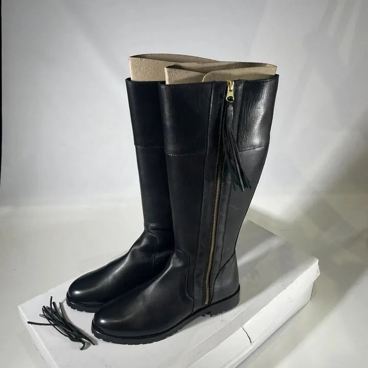 Oliver Sweeney-Meribelblk-6-Black-Black Meribel Leather Long Boots Size: Uk 6
