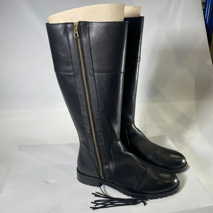 Oliver Sweeney-Meribelblk-6-Black-Black Meribel Leather Long Boots Size: Uk 6