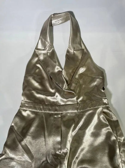 Reiss - Champagne Martine Tux Design Jumpsuit Size: Uk 14