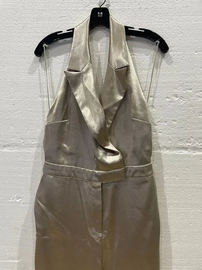 Reiss - Champagne Martine Tux Design Jumpsuit Size: Uk 14