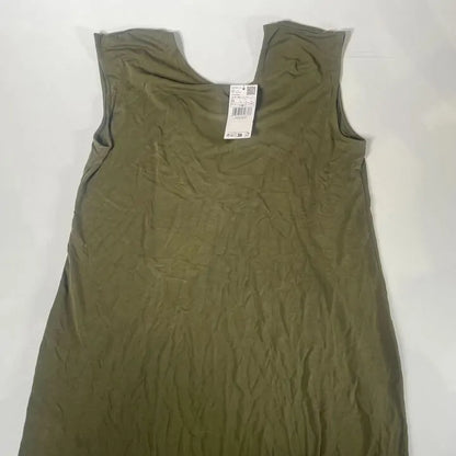 Mango-47088638-37-M-Green-Khaki Modal Slit Dress Size: Medium