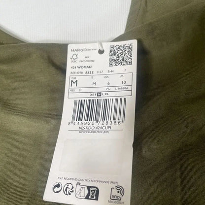 Mango-47088638-37-M-Green-Khaki Modal Slit Dress Size: Medium
