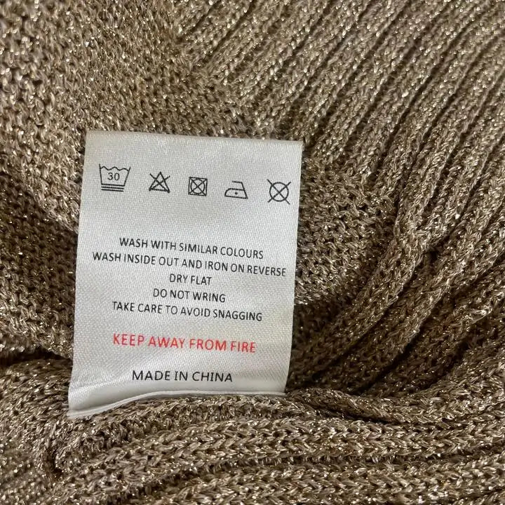 Sosandar-S22Tk714Mc0017-Xs-Gold-Gold Metallic Slouchy Jumper Size: Xs