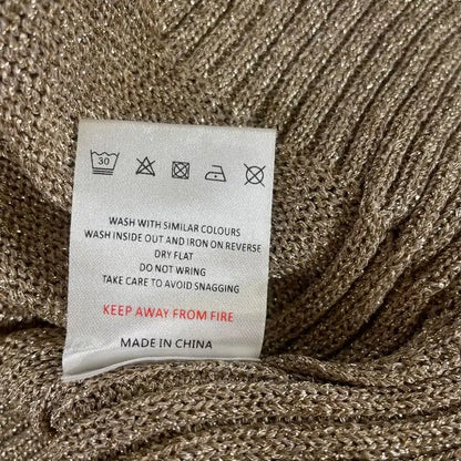 Sosandar-S22Tk714Mc0017-Xs-Gold-Gold Metallic Slouchy Jumper Size: Xs