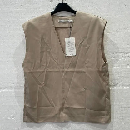 Inwear-30108338 140708 Cement-10-Beige V-Neck Zilky Top Size: Uk 10