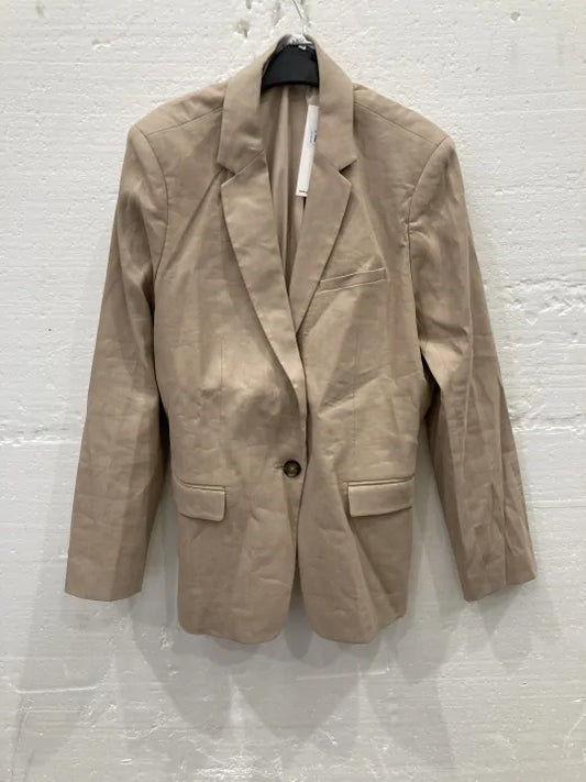 Sand Antonella Linen Blend Blazer Size: Uk 12