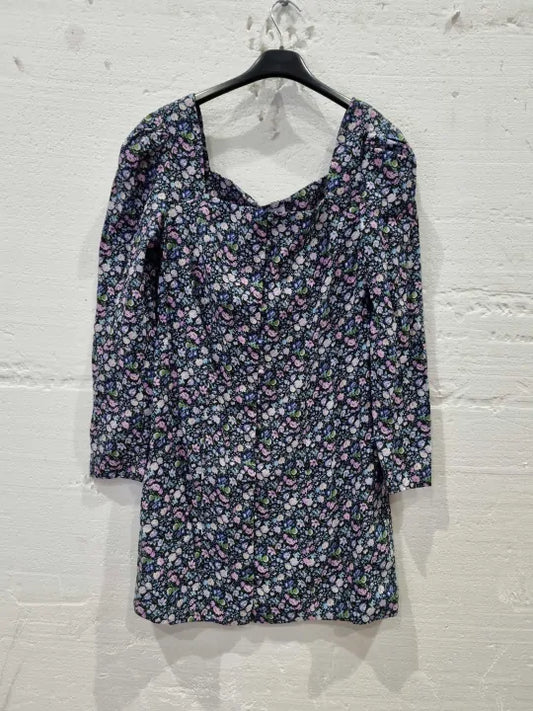 & Other Stories Bold Floral Puff Sleeve Mini Dress In Multi Size: Eur 44