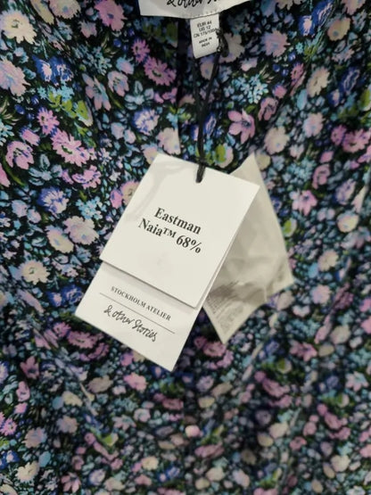 & Other Stories Bold Floral Puff Sleeve Mini Dress In Multi Size: Eur 44