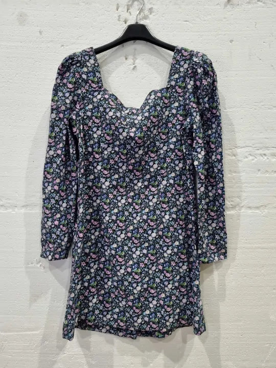 & Other Stories Bold Floral Puff Sleeve Mini Dress In Multi Size: Eur 44