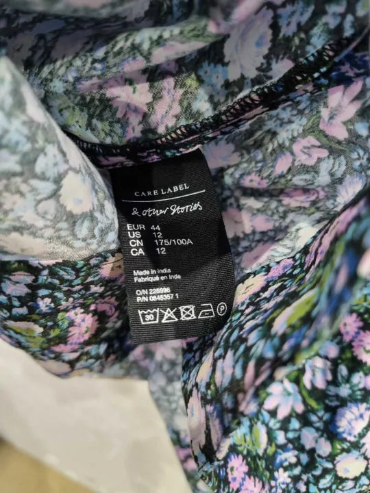 & Other Stories Bold Floral Puff Sleeve Mini Dress In Multi Size: Eur 44