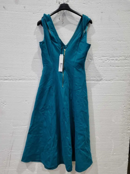 Closet London Blue Teal A-Line Dress Size: Uk 12