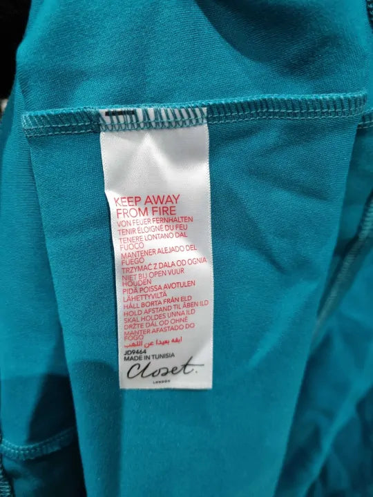 Closet London Blue Teal A-Line Dress Size: Uk 12