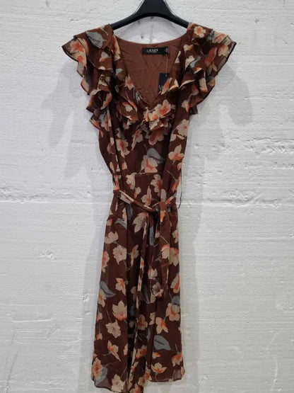 Lauren Ralph Lauren Curve - Floral Ruffle-Trim Georgette Dress Size: 2