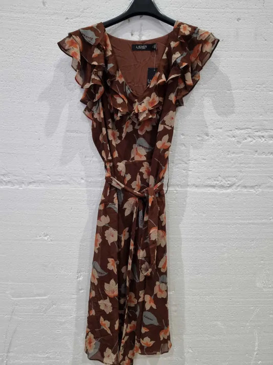 Lauren Ralph Lauren Curve - Floral Ruffle-Trim Georgette Dress Size: 2