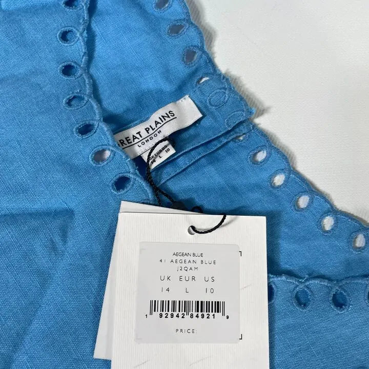 Great Plains- Blue Linen Sleeveless Top  Size: Uk 14/Large