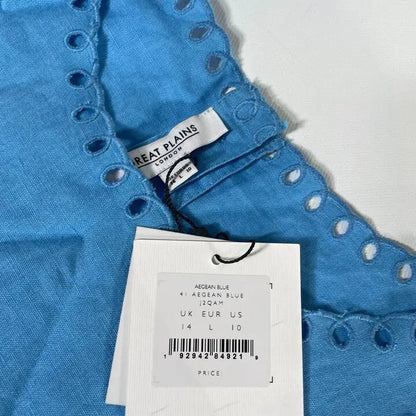 Great Plains- Blue Linen Sleeveless Top  Size: Uk 14/Large
