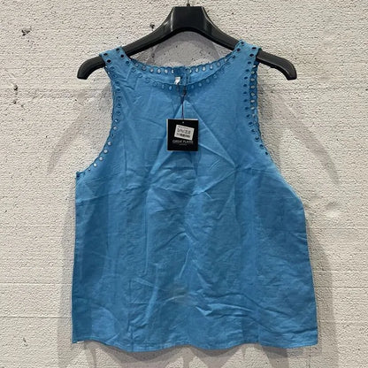 Great Plains- Blue Linen Sleeveless Top  Size: Uk 14/Large