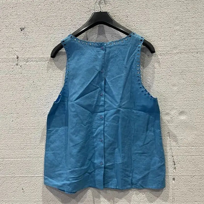 Great Plains- Blue Linen Sleeveless Top  Size: Uk 14/Large