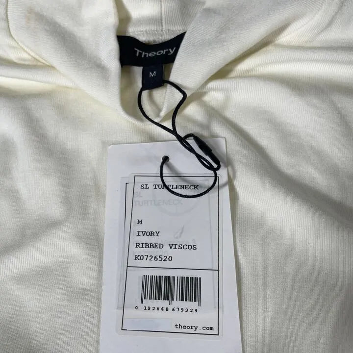 Theory-K0726520C05-M-White-White Turtleneck Sleeveless Top Size: Medium