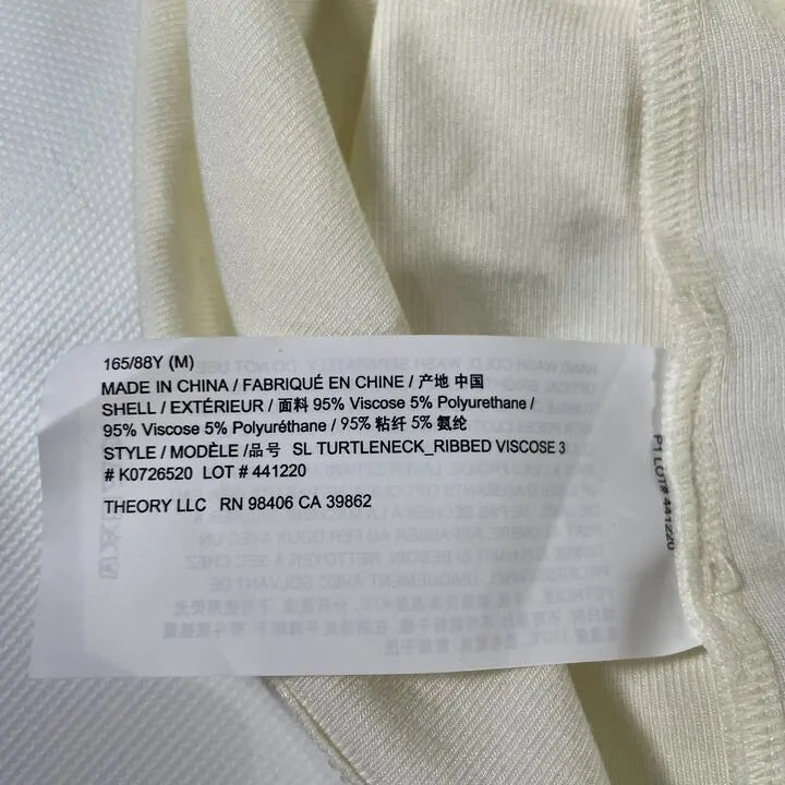 Theory-K0726520C05-M-White-White Turtleneck Sleeveless Top Size: Medium