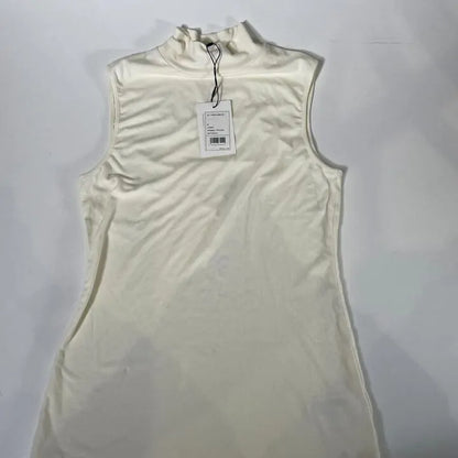Theory-K0726520C05-M-White-White Turtleneck Sleeveless Top Size: Medium