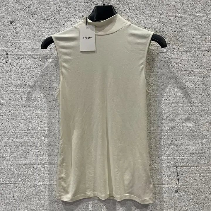 Theory-K0726520C05-M-White-White Turtleneck Sleeveless Top Size: Medium