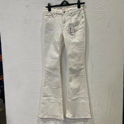 Mango-57000359-01-8-White-White Mid-Rise Flared Jeans Size: UK 8/EU 36