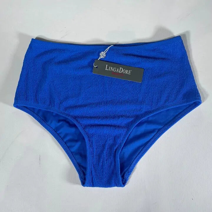 Lingadore-6503Hwb 243-14-Blue-Blue High Waist Bikini Brief Size: UK 16/EU 42