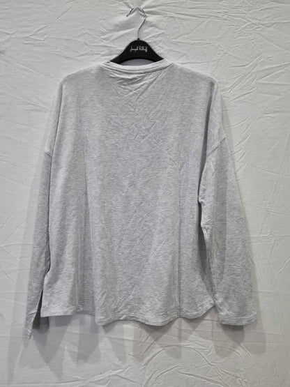 Hush Pale Grey Marl Boat Neck Top Size: Medium