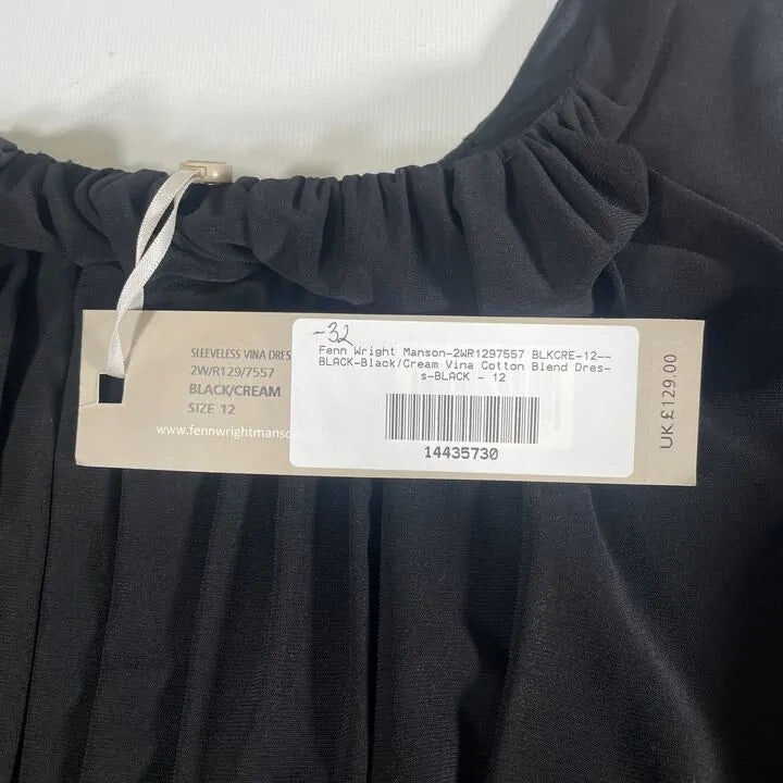 Fenn Wright Manson-2Wr1297557 Blkcre-12-Black-Black/Cream Vina Cotton Blend Dress Size: Uk 12