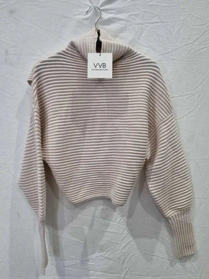 Victoria Beckham Cross Back Wool Turtleneck Sweater Size: Xsmall