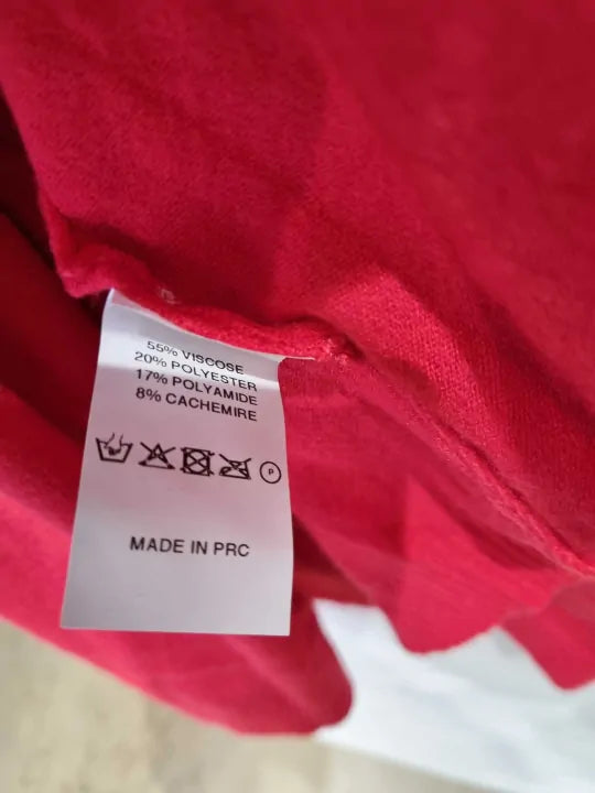Soft Cashmere Red Draped Design Cashmere Blend Jumper Size: Medium
