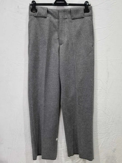 Emporio Armani Grey Straight Leg Wool Blend Trousers Size: 48
