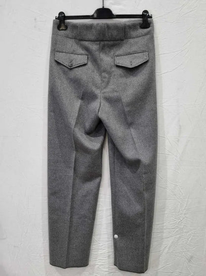 Emporio Armani Grey Straight Leg Wool Blend Trousers Size: 48