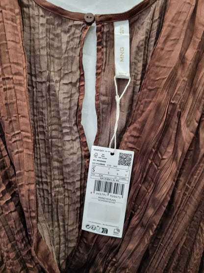Mango Brown Satin Jumpsuit With Belt Size: Small