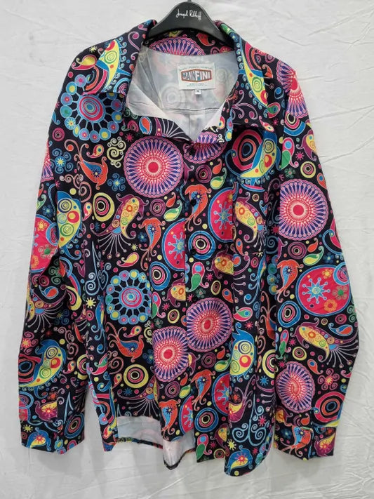 Men'S Linen Stylish African Traditional Pattern Printed Long Sleeve Button Up Shirt Size: Xl