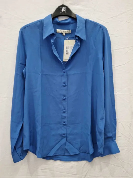 Really Wild Royal Blue Liberty Plain Silk Classic Shirt Size: Uk 10 deal !!