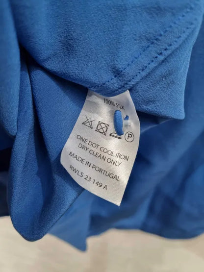 Really Wild Royal Blue Liberty Plain Silk Classic Shirt Size: Uk 10 deal !!