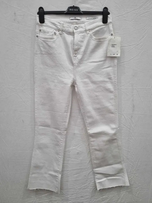 7 For All Mankind Cream Slim Kick Stretch Jeans Size: 29