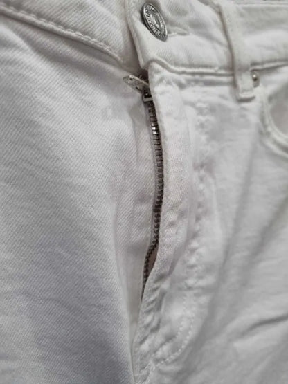 7 For All Mankind Cream Slim Kick Stretch Jeans Size: 29