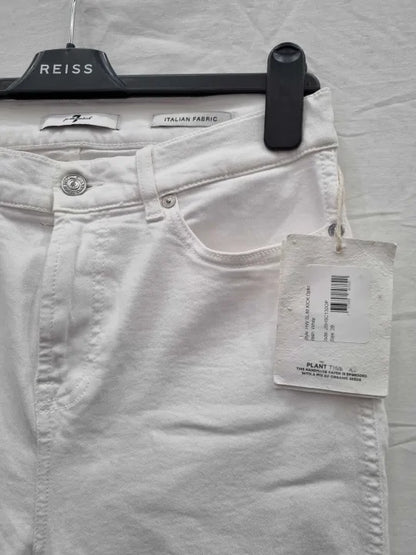 7 For All Mankind Cream Slim Kick Stretch Jeans Size: 29